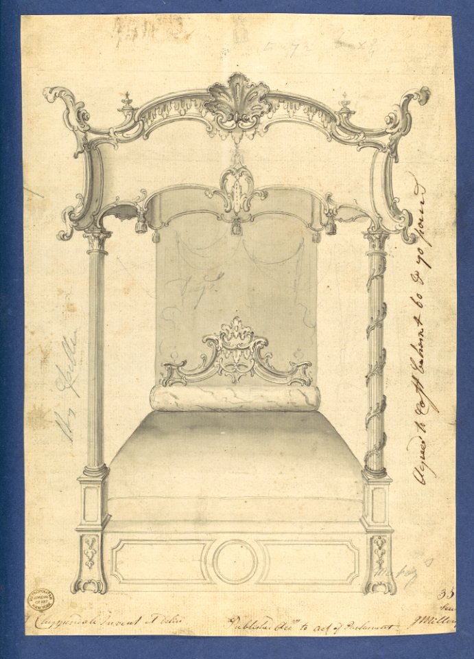 Bed, in Chippendale Drawings, Vol. I MET DP104157