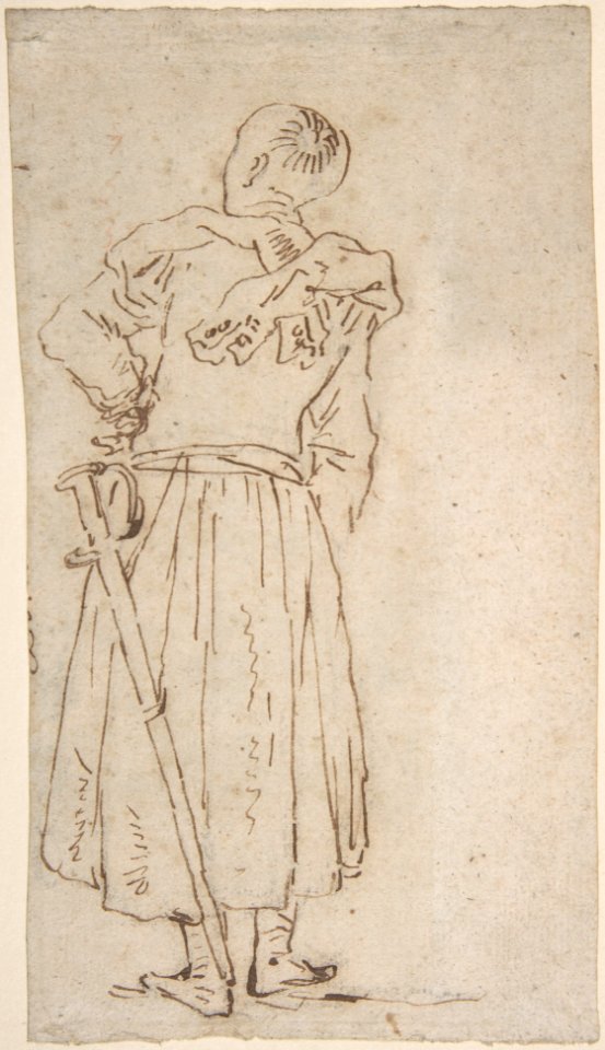 Back View of a Man in a Long Coat with a Sword MET DP803663