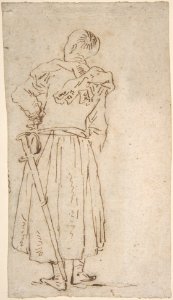 Back View of a Man in a Long Coat with a Sword MET DP803663