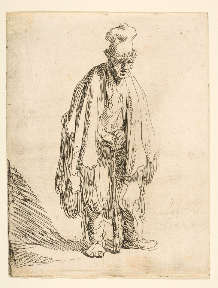 Beggar in a High Cap, Standing and Leaning on a Stick MET DP814386
