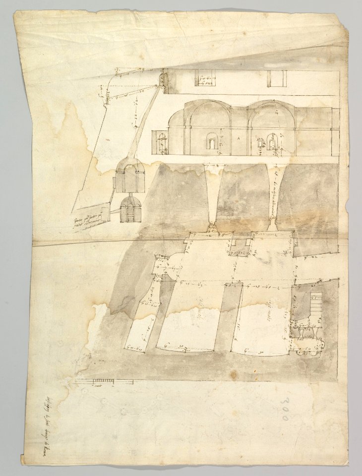 Bastione Ardeatino, Rome, plan and section (recto) Bastione Ardeatino, Rome, plans (verso) MET DP819299