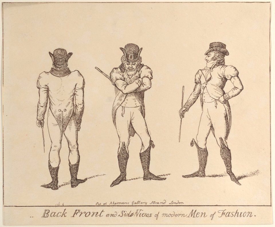 Back, Front, and Side Views of Modern Men of Fashion- Fashions a little before 1800 Met DP884995