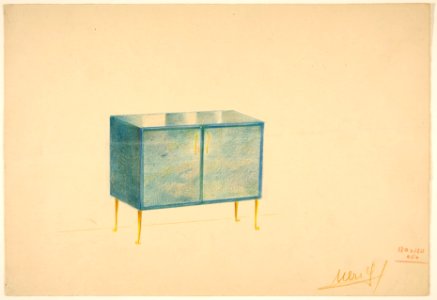 Bar Chinso -Perspective of a 2-Door Cabinet on Metal Legs- MET DP812164