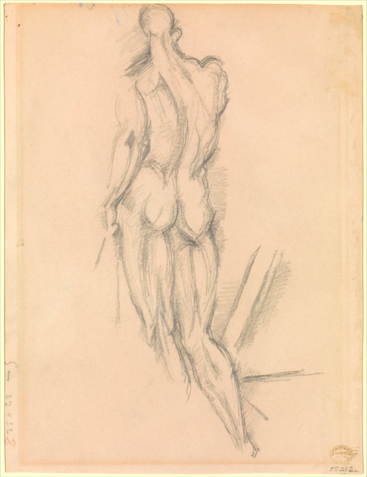 Bathers by a Bridge (recto); Study after Houdon's Ecorché (verso) MET DP273272