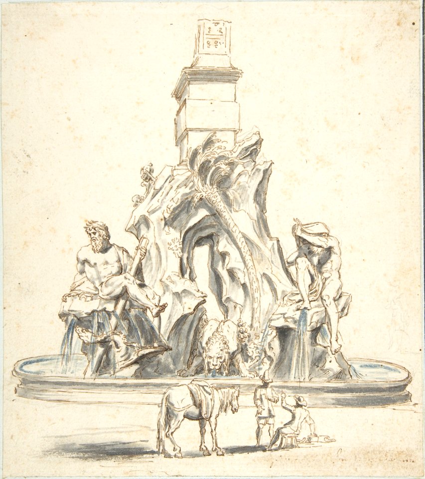 Bernini's Fountain of the Four Rivers in Piazza Navona, Rome. MET DP803137