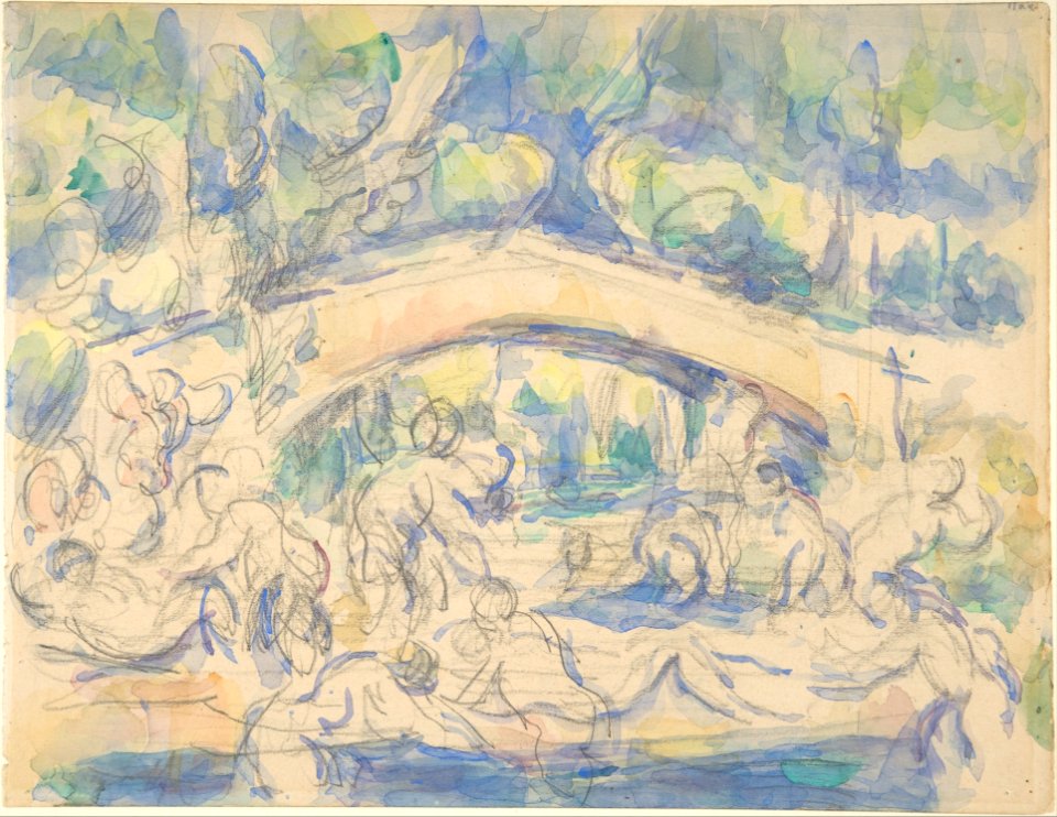 Bathers by a Bridge (recto); Study after Houdon's Ecorché (verso) MET DP805572