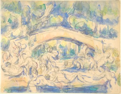 Bathers by a Bridge (recto); Study after Houdon's Ecorché (verso) MET DP805572