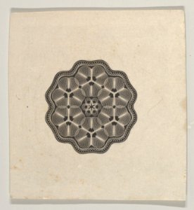 Banknote motif- a small six lobed ornament with a rope border, the interior adorned with lathe work florets MET DP837961
