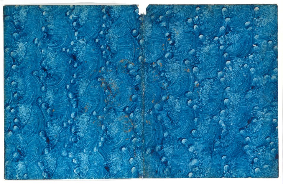 Book cover with curved blue pattern Met DP887081