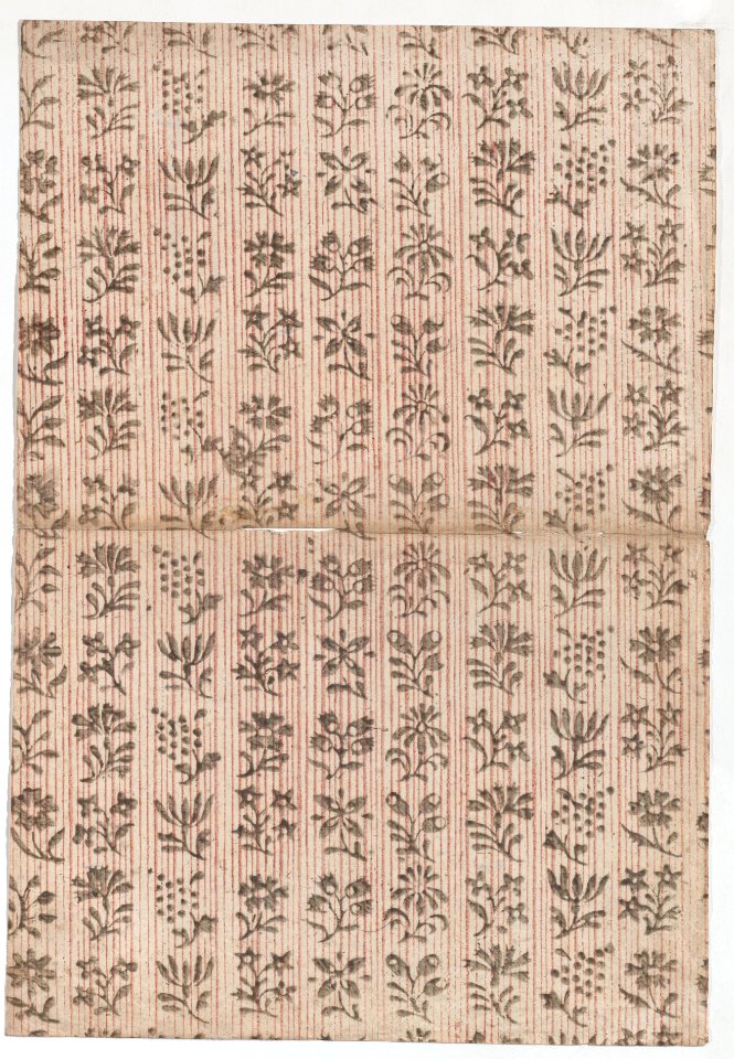 Book cover with overall stripe pattern with floral designs Met DP886646