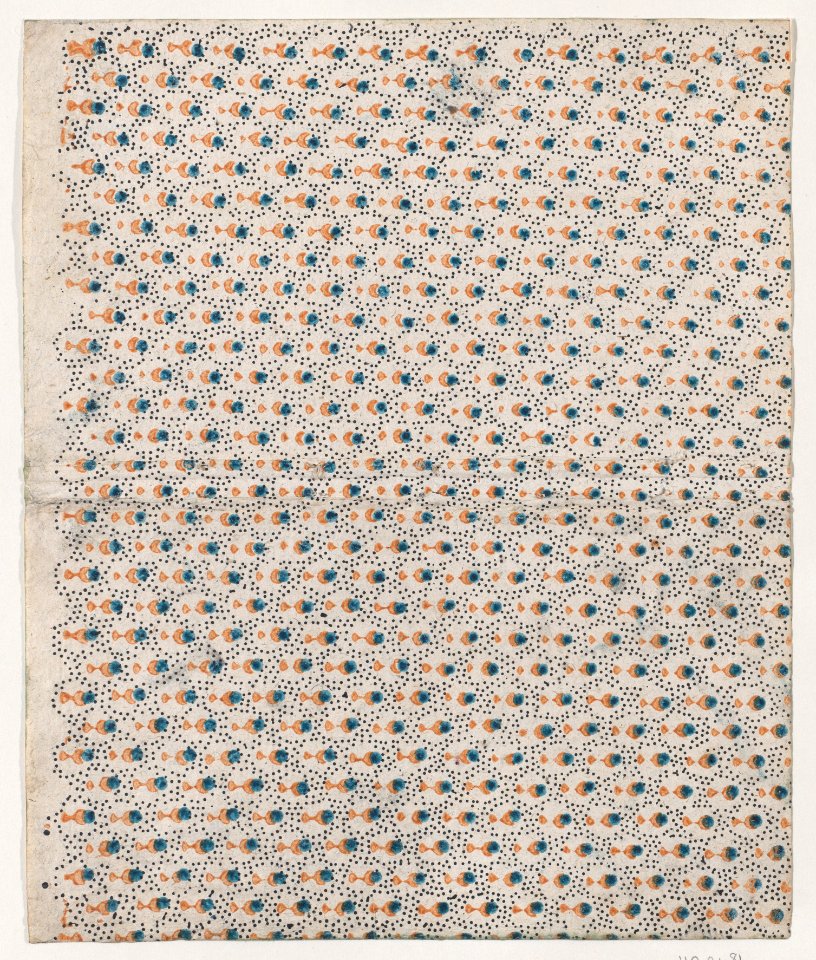 Book cover with overall pattern of orange and blue dots Met DP886773
