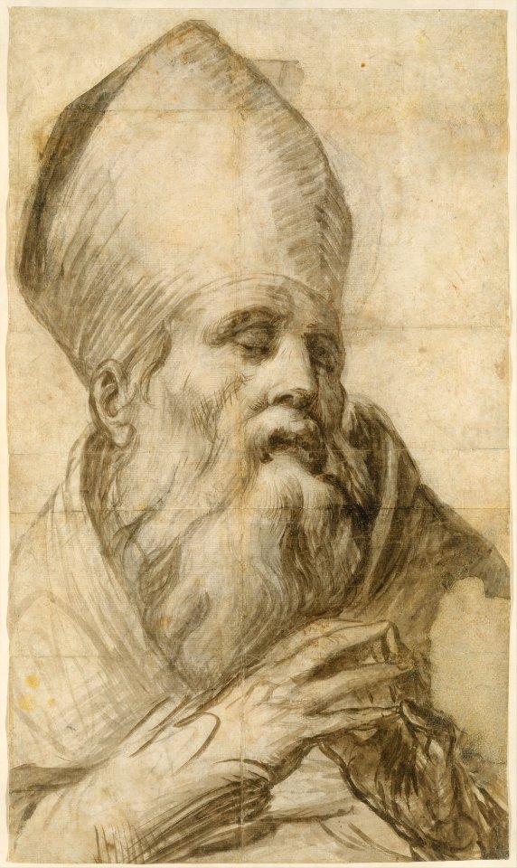 Bishop Saint in Bust-Length (Cartoon for an Altarpiece) MET DT3912