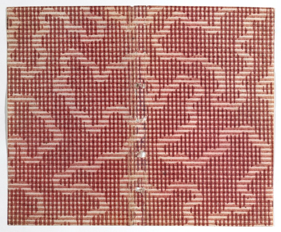 Book cover with red crisscross and stripe pattern Met DP887151