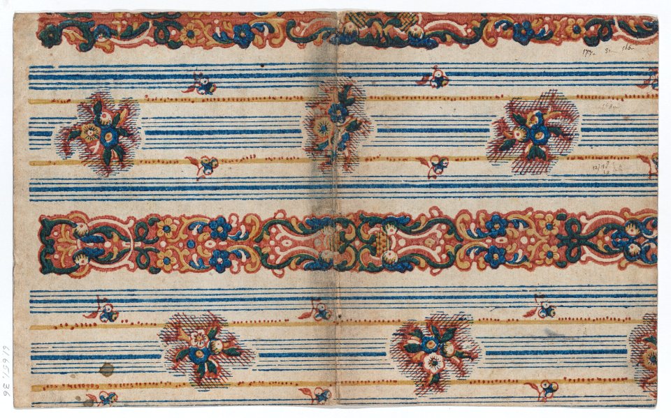 Book cover with overall striped and floral design Met DP887138