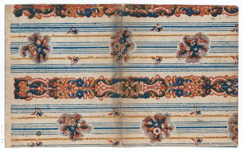 Book cover with overall striped and floral design Met DP887138