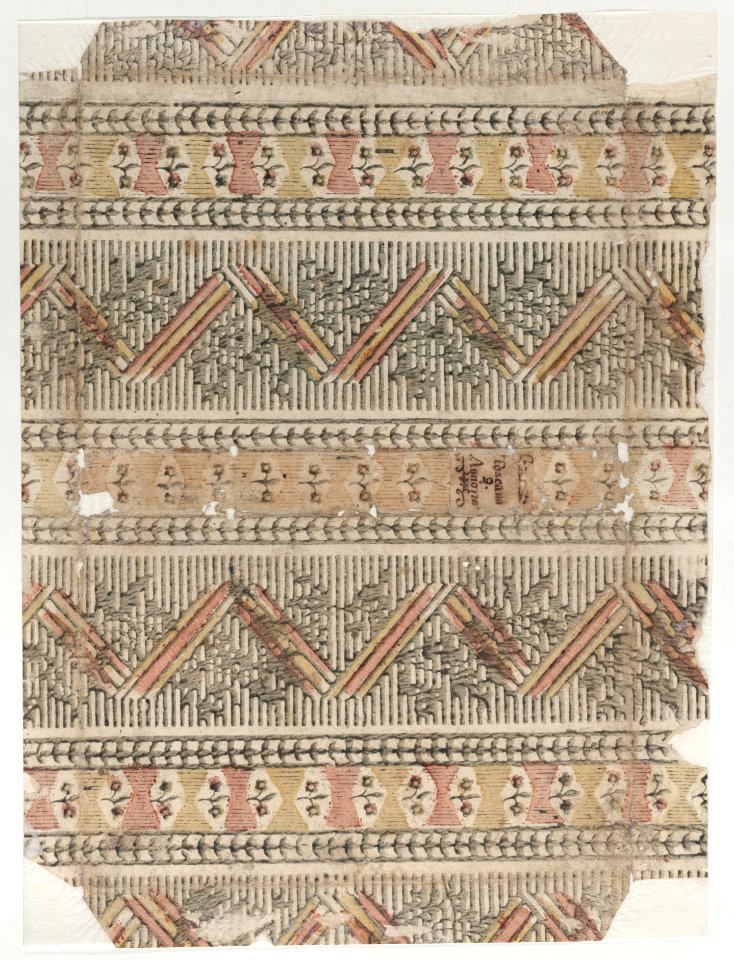 Book cover with stripe, geometric, and floral pattern Met DP887065