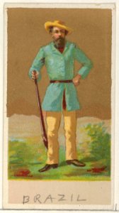 Brazil, from the Natives in Costume series (N16), Teofani Issue, for Allen & Ginter Cigarettes Brands MET DP834865. Free illustration for personal and commercial use.