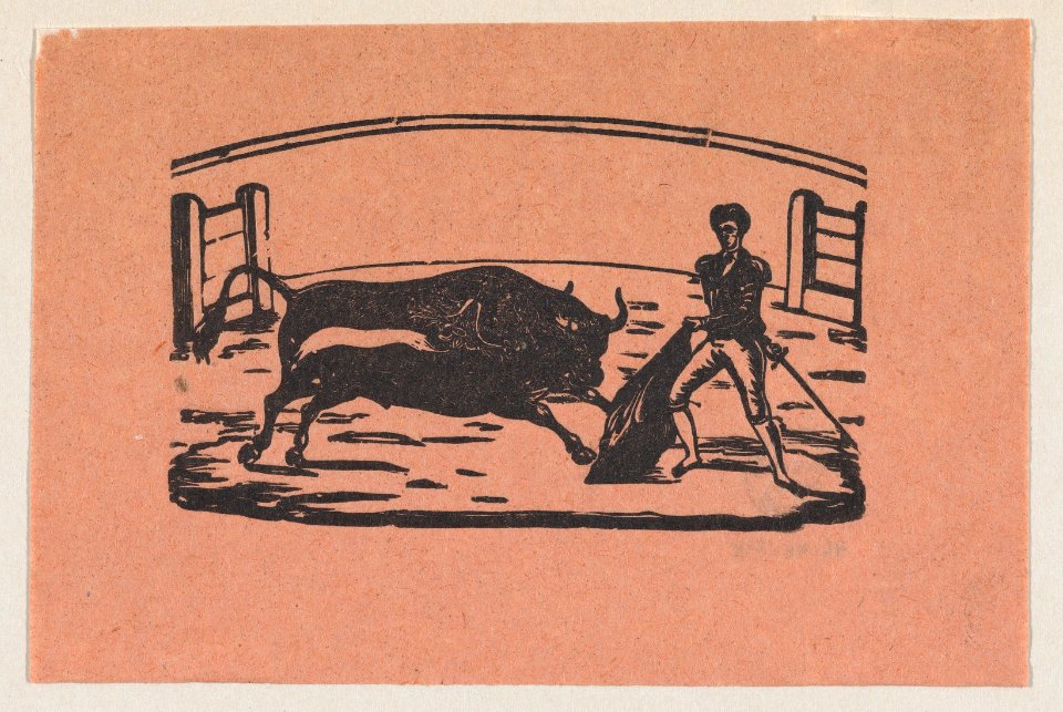 Bullfight (Bull on left; 1 man on right) MET DP869245-1