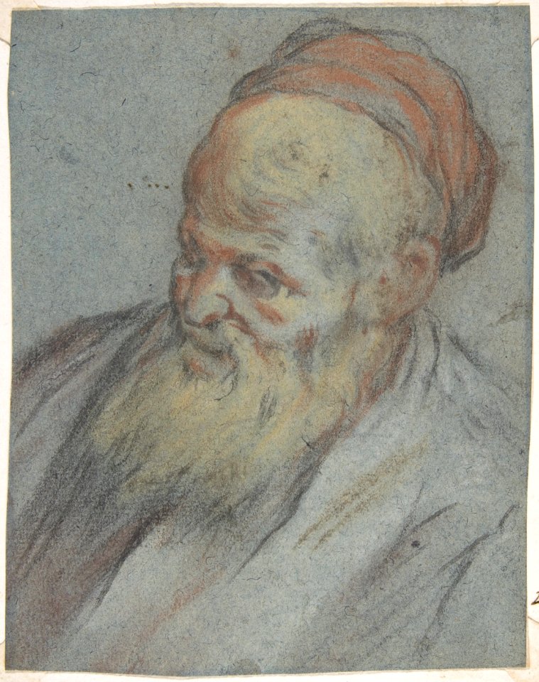 Bust-Length Study of a Bearded Man with Cap in Three-Quarter View MET DP807847