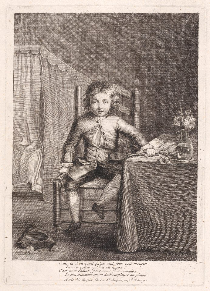Boy Sitting on a Chair Holding a Shuttlecock Met DP889029