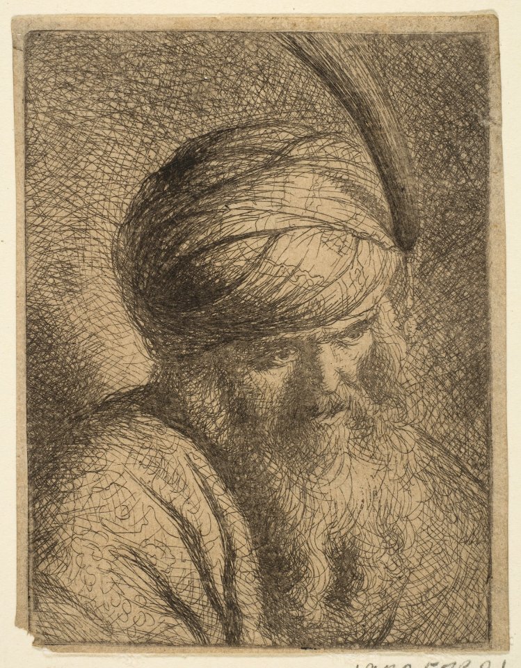 Bust of a Man in a Feathered Turban and Long Beard MET DP814960