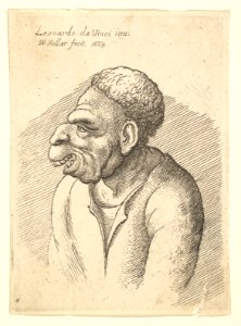Bust of a manwith hooked nose, prominent upper lip, open mouth and thick, short curly hair resembling wig in profile to left MET DP823684