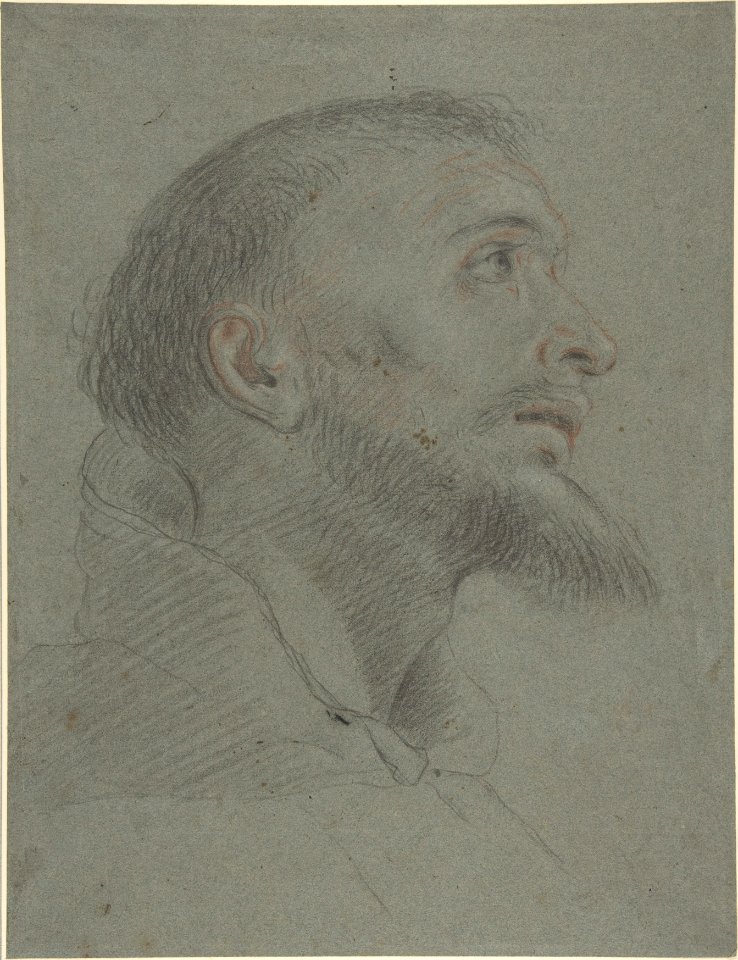 Bust-Length Study for the Head of Saint Francis in Near Profile Facing Right. MET DP802865