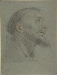 Bust-Length Study for the Head of Saint Francis in Near Profile Facing Right. MET DP802865