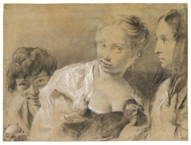 Boy with an Egg, Girl with a Hen, and a Watching Woman MET DP820561