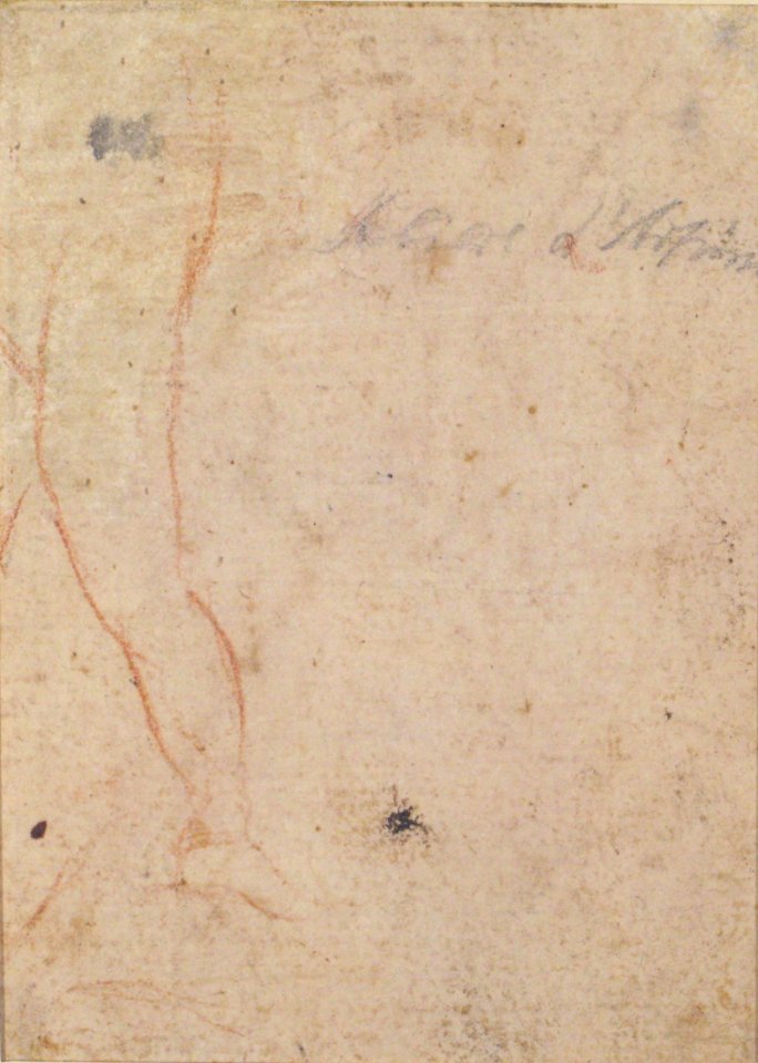 Bust of a Warrior Wearing a Plumed Helmet, Looking Toward Spectator Over His Right Shoulder (recto); Sketch of a Leg (verso) MET 1975.131.19 VERSO