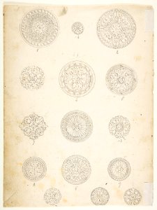 Border and Three Pediments (recto), Fifteen circular Designs (verso) MET DP812507