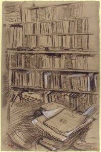 Bookshelves, Study for "Edmond Duranty" MET 19.51.9b