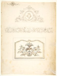 Border and Three Pediments (recto), Fifteen circular Designs (verso) MET DP812506
