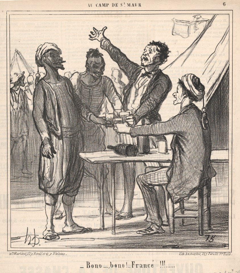 Bono...., bono!....Francé!!!...., from Au Camp de Saint-Maur, published in Le Charivari, August 29, 1859 MET DP876770