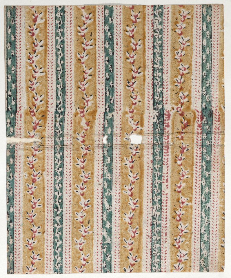 Book cover with yellow and green striped floral pattern Met DP887069