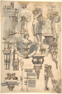 Brackets, Caryatids and other Architectural Details (recto and verso) MET DP807891