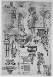 Brackets, Caryatids and other Architectural Details (recto and verso) MET MM89853