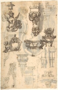 Brackets, Caryatids and other Architectural Details (recto and verso) MET DP807892