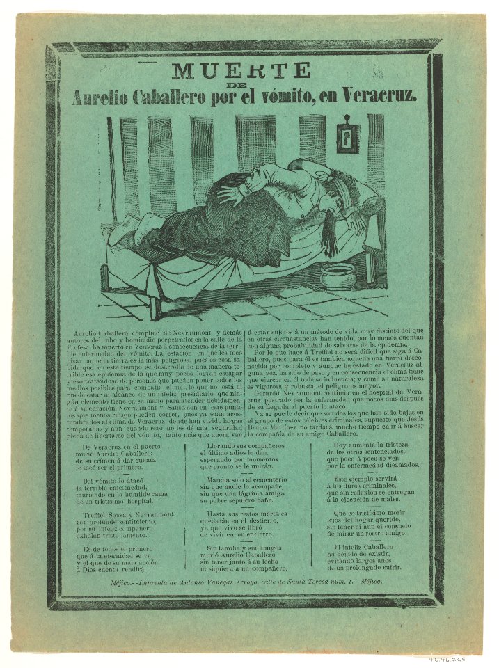 Broadside relating to Aurelio Cabellero who died from vomiting MET DP867967