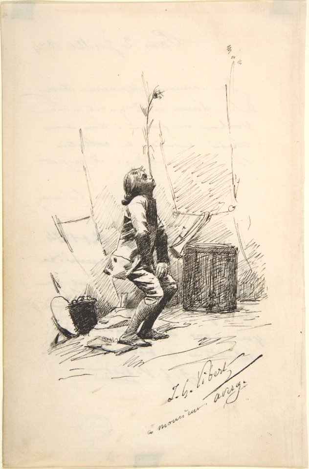 Boy Balancing a Tall Weed on His Nose MET DP808418