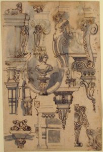 Brackets, Caryatids and other Architectural Details (recto and verso) MET 1981.1047