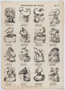 Broadside with 16 caricature figures representing celebrities of the world MET DP875722