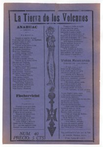 Broadsheet with comic ballads about Mexico, figure with long legs playing the guitar MET DP868547