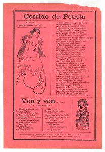 Broadsheet with two different love songs, woman wearing an evening gown sitting on the edge of her seat and another woman holding a cup MET DP868559