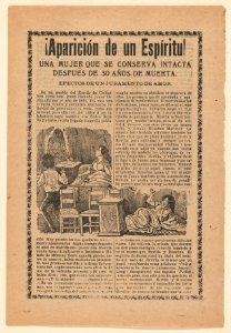Broadside relating to a news story about an apparition of a spirit, women sitting up in bed looking at a ghost MET DP868538