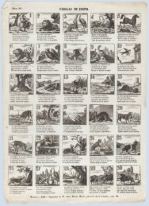 Broadside with 30 scenes depicting Aesops fables MET DP875638
