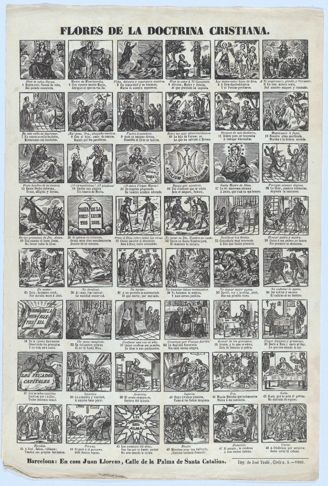Broadside with 48 scenes illustrating Christian doctrine MET DP875596
