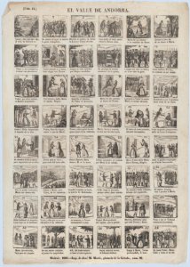 Broadside with 48 scenes from the zarzuela in three acts, 'The Valley of Andorra' MET DP875756