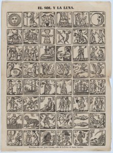 Broadside with 48 allegorical figures pertaining to the sun and the moon MET DP875723