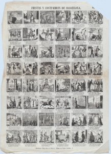 Broadside with 48 scenes depicting the celebrations and customs of Barcelona MET DP875720